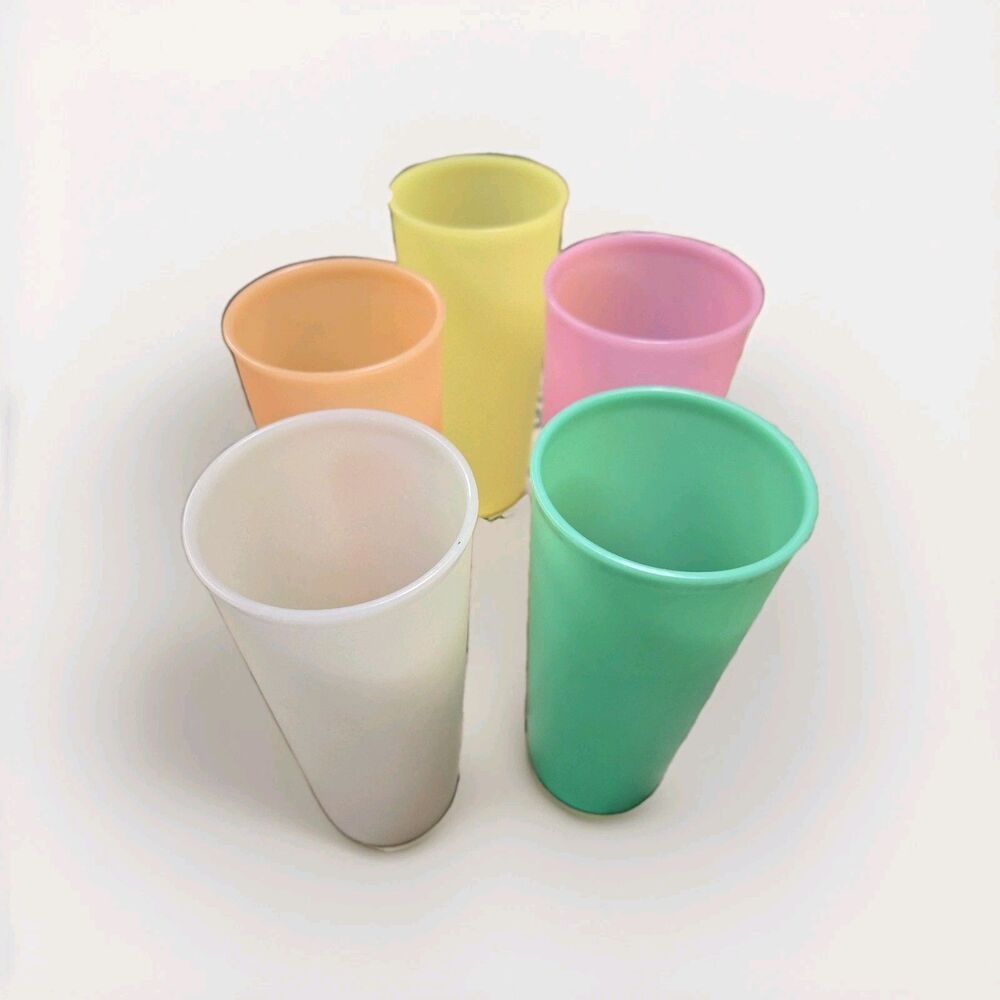 Vintage Tupperware 107 Tumblers Cups Pastel Stackable Lot 5 USA